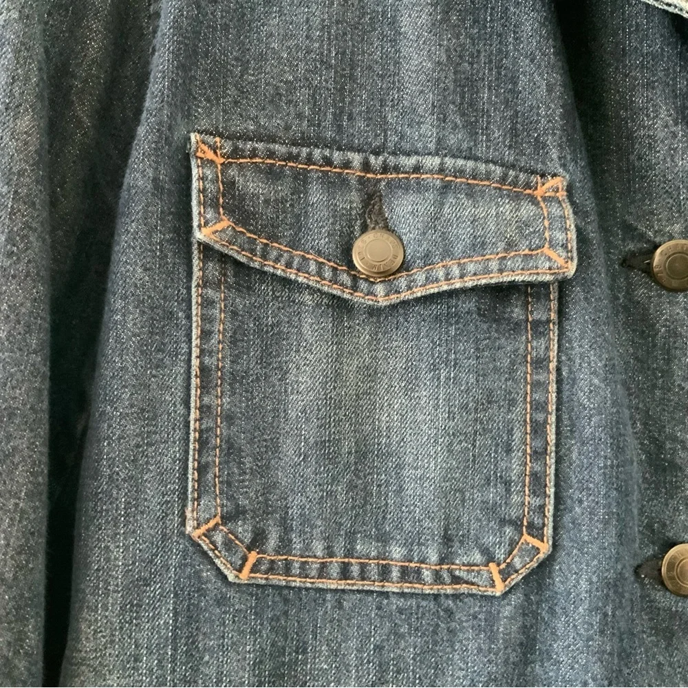 Vintage Chaps Womens Jean Jacket Dark Blue Denim Blazer Jacket Fitted Minimalist - Picture 6 of 14